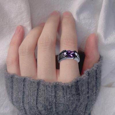 Edle, exquisite Verarbeitung, Damenring mit eingelegtem Kunstedelstein und Strasssteinen, Hochzeitsband, Schmuckzubehör