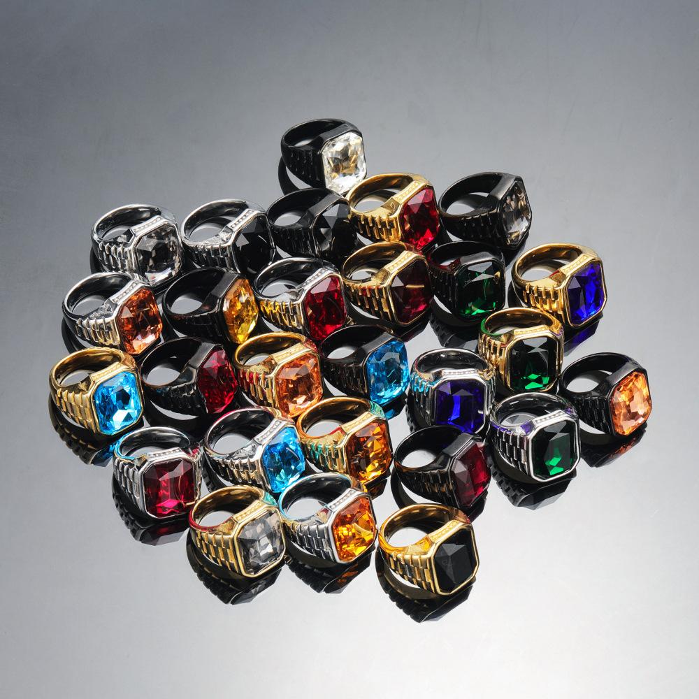 Herren Quadratischer Titanring Minimalistischer Geometrischer Edelsteinschmuck Trendiger Punk Edelstahlring für Herren Modeaccessoires