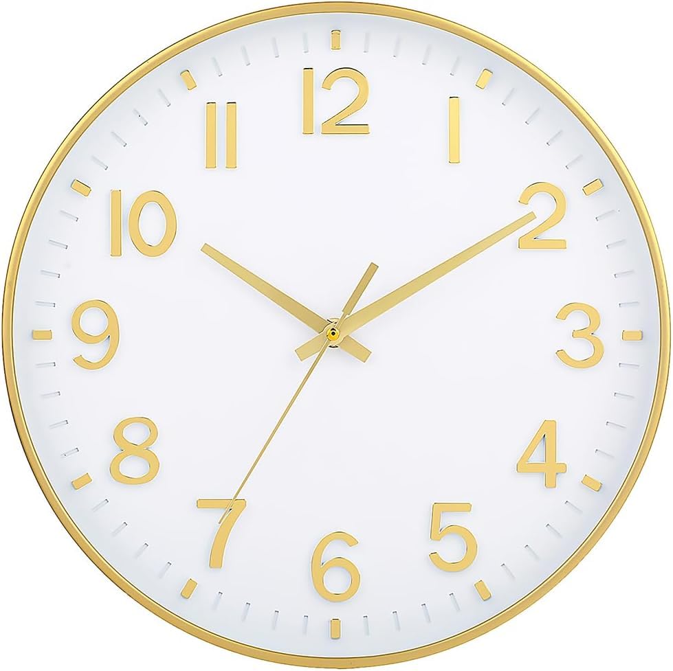 Stylish, quiet, radio-controlled wall clock with a Nordic design. Easy to read, continuous second hand, silent second hand at night, 3D numerals,