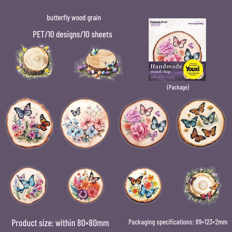 Retro Stained Glass Window PET Sticker Set: A Wonderful Day Series, 10 Sheets with 6 Designs for Journal Decoration.