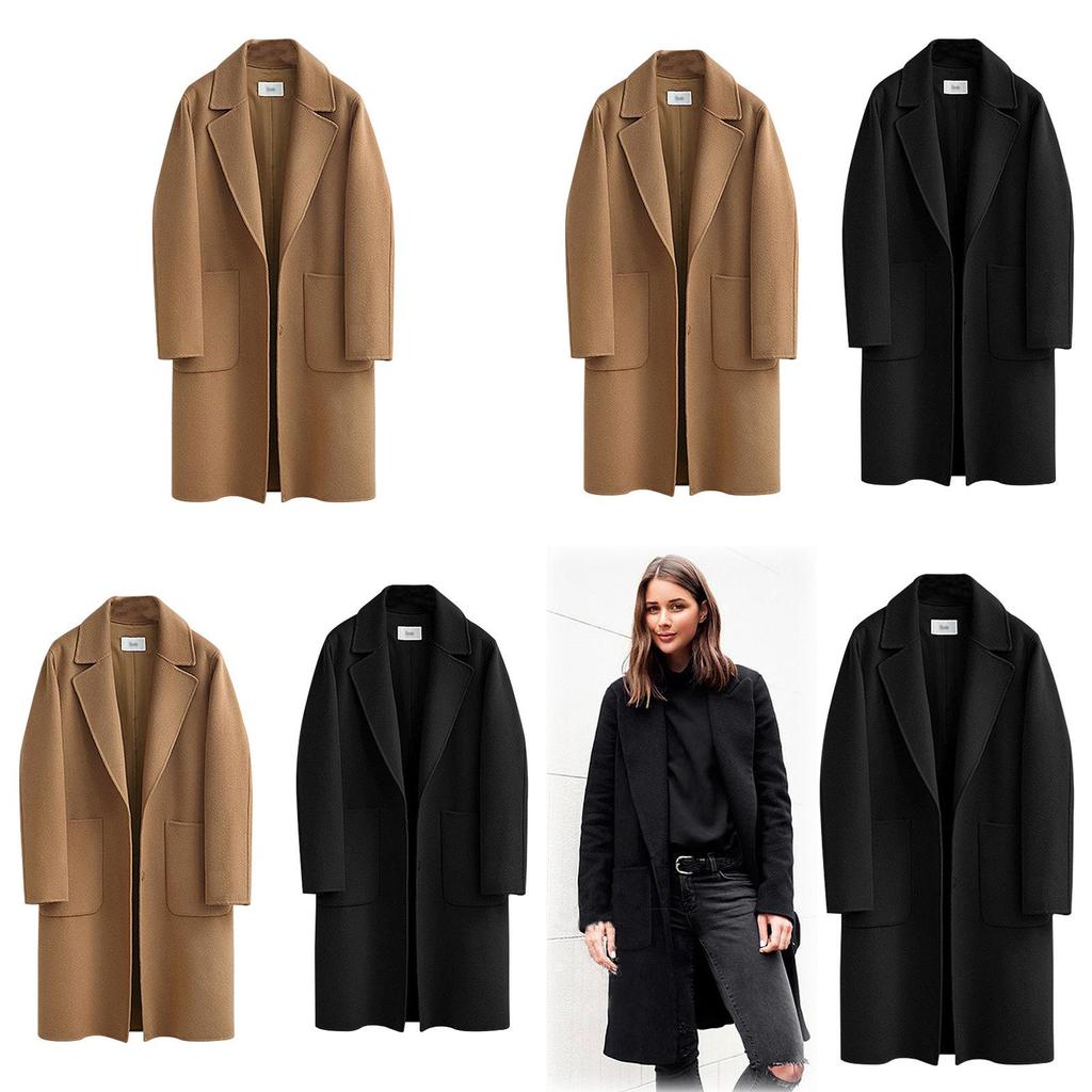 Elegant New Fashion Women's Vintage Woolen Winter Warm Long Sleeve Pocket Coat