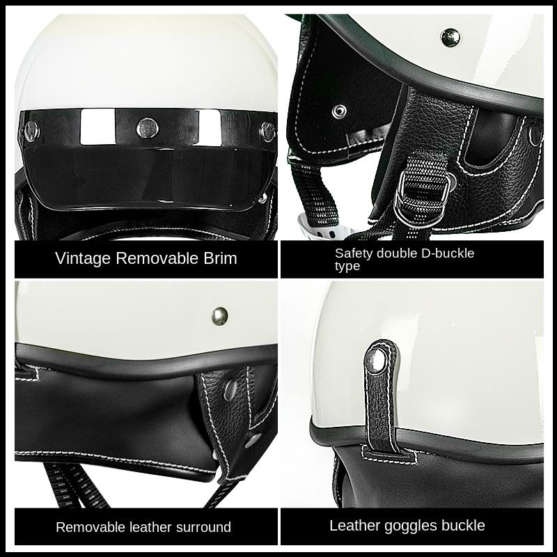 Vintage Half-open Motorcycle Helmet Off-road Motorcycle Accessories Motorcycle Helmet 3/4 Retro Helmet Winter