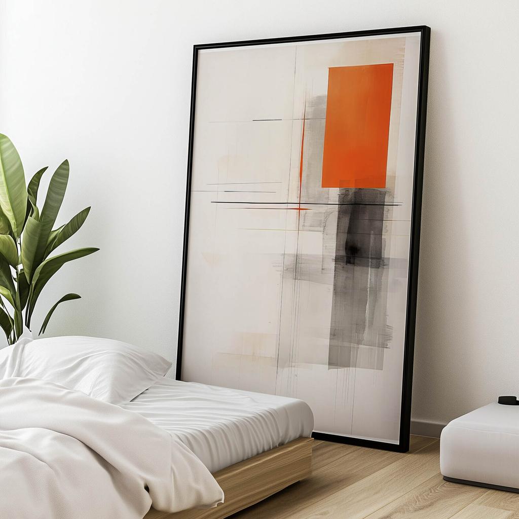 Gra Kształtów W Szarości I Pomarańczy Gra Kształtów W Szarości I Pomarańczy, 30X40 Cm, Rama Aluminiowa Czarna, Papier Matowy 230 Gsm