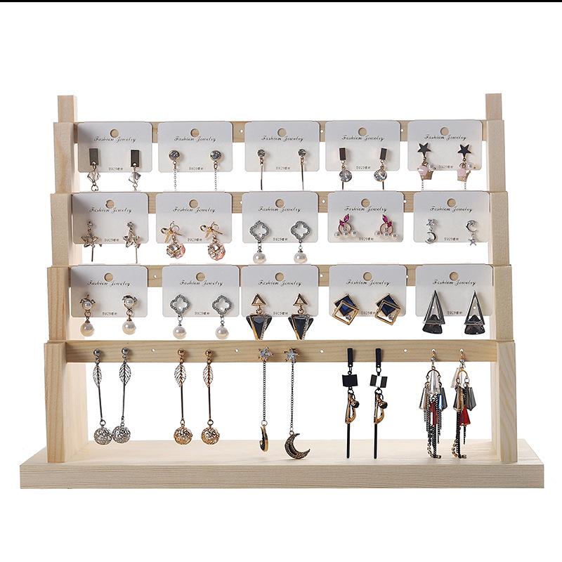 Solid Wood Jewelry Display Stand: Earring, Necklace & Bracelet Organizer.