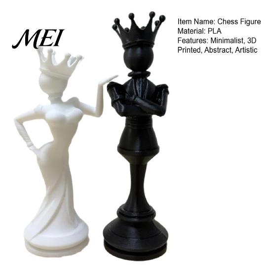 Small Decorative Statues 2 Pcs Chess King And Queen Statue, 3D Printed Abstract Sophisticated Desktop Accents Figure, Modern Piece Sculpture