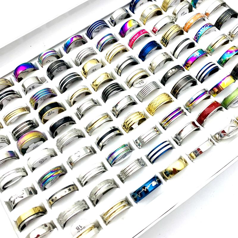 Cheap 100pcs Mens Stainless Steel Rings For Women Fashion Jewelry Party ...
