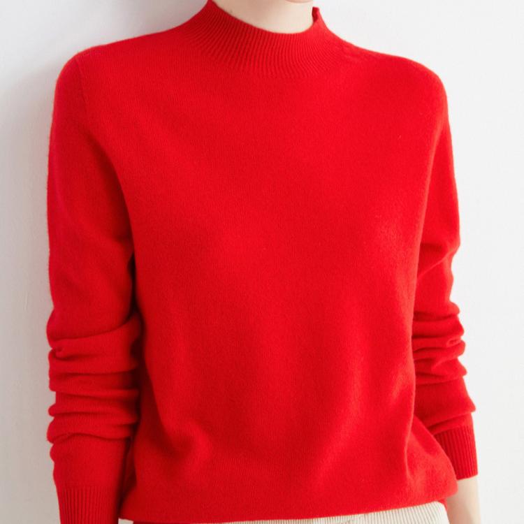 Podzim Zima Jednobarevný Pulovr Svetr s Falešným Límcem Pro Ženy Ležérní Pletenina Dámské Oblečení Základní Měkké Topy