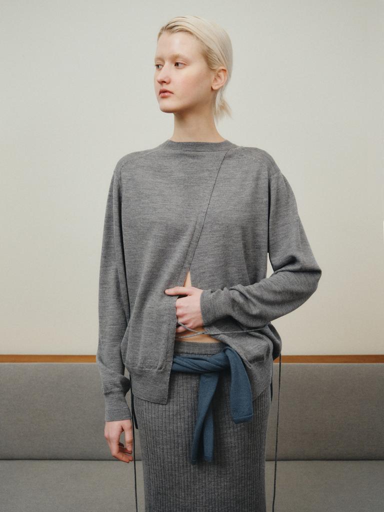 Reply Wool Back Slit Pullover_Grey