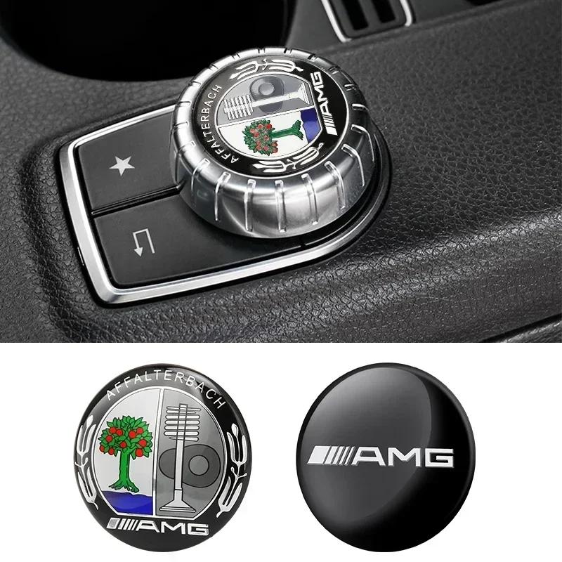 Hot W204 2025 For Benz AMG 29mm Car Central Control Multimedia Button Cover Trim Knob Sticker For Mercedes Benz AMG GLC C CLA GL