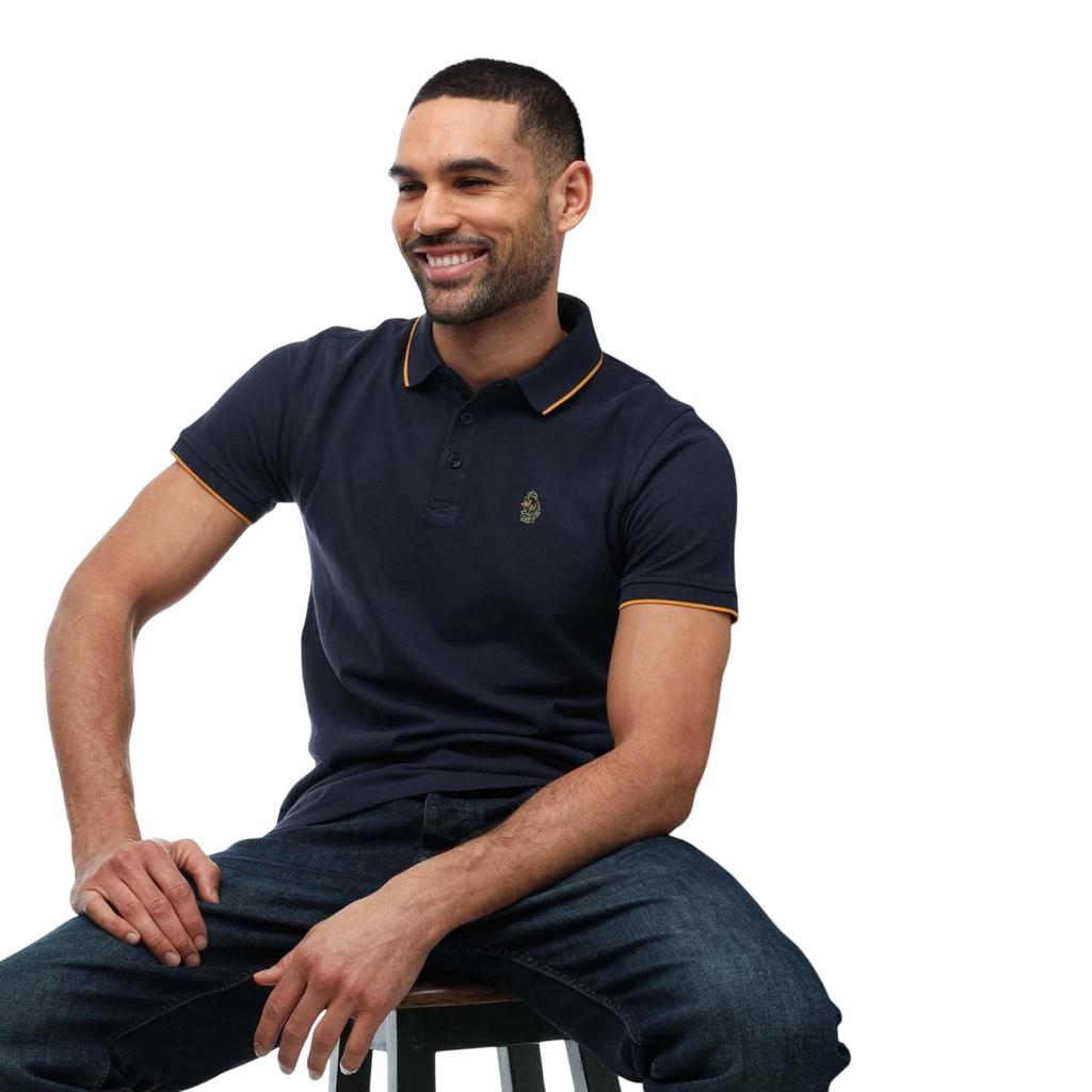Luke 1977 Mens Ricky Gold Detail Tipped Polo Shirt