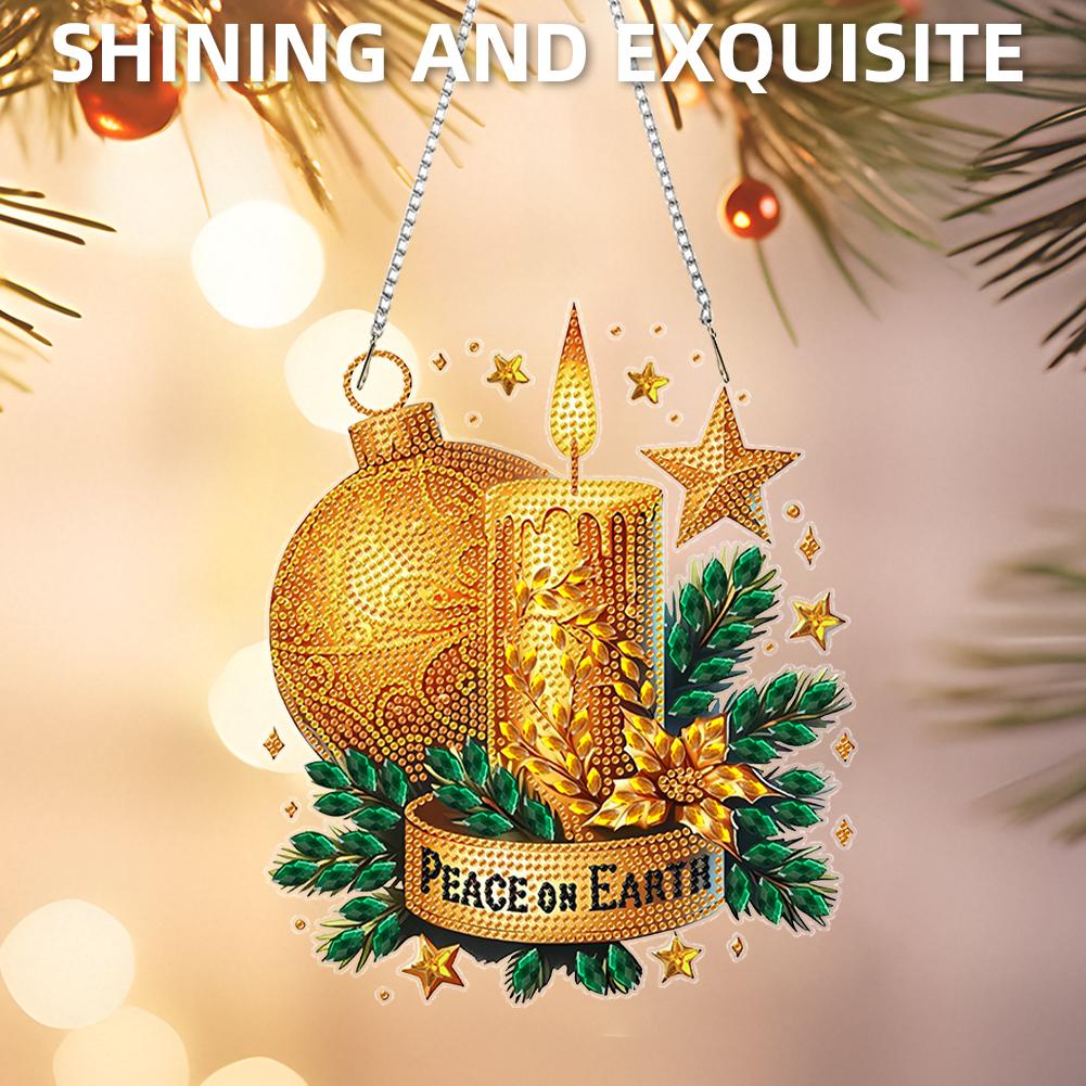 Christmas Theme 2D Flat DIY Hanging Diamond Art Kits Diamond Painting Set Diamond Art Pendant Window Hanging Art for Home Decor