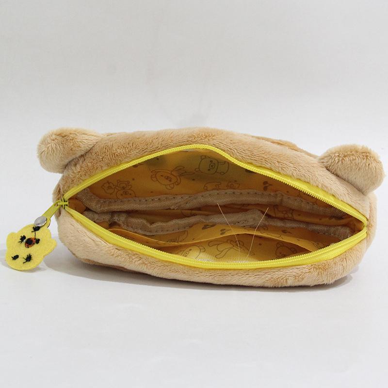 Cute Cartoon Easy Bear Plush Pencil Bag Large Capacity Stationery Storage Bag Gifts