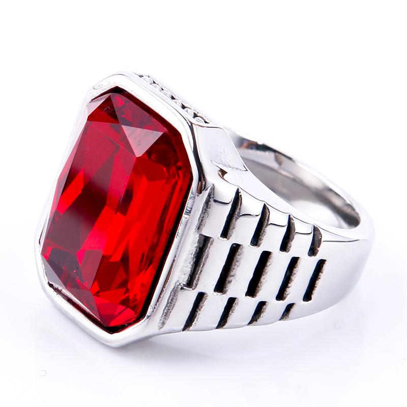 Vintage Men's Square Carnelian Signet Ring In Colorful Stone Statement Black Stainless Steel Ring for Man Wholesale