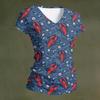 Women's Casual V Neck T Shirt Lobster and Beer Print Short Sleeve Lightweight Summer Top for Everyday Wear