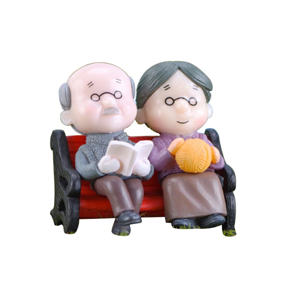 Zestaw domowy Mini ławka w parku Dziadek Babcia Model Miniaturowy krajobraz Ogród Decor Ornament