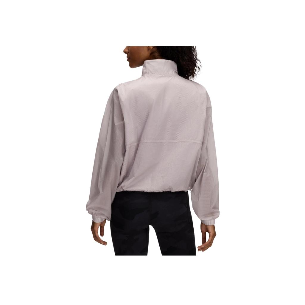 Under Armour Rival Solid Comfortable Versatile Half-Zip Stand Collar Long Sleeve Jacket Women jackets Dawn-Gray Pink 6000279-009