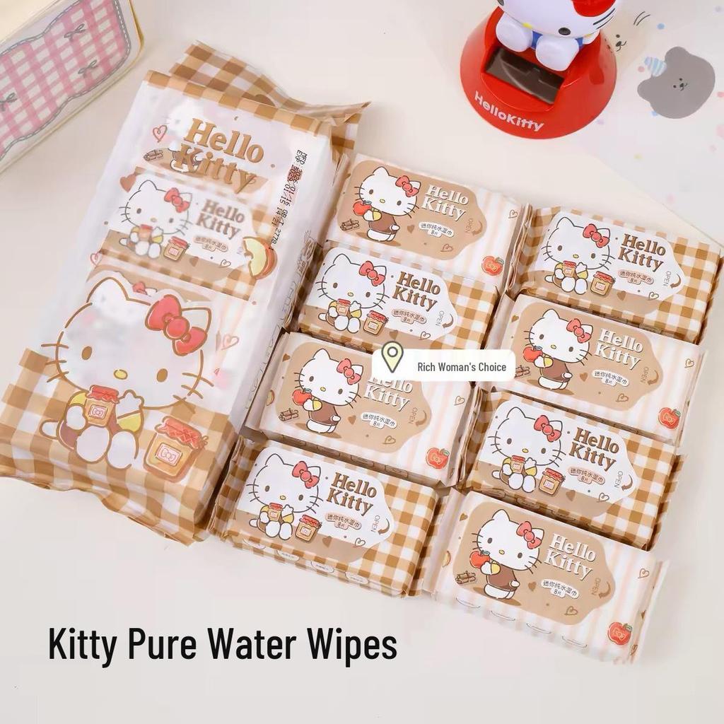 Hello Kitty Mini Wet Wipes - Portable Hand & Mouth Cleaning Bag