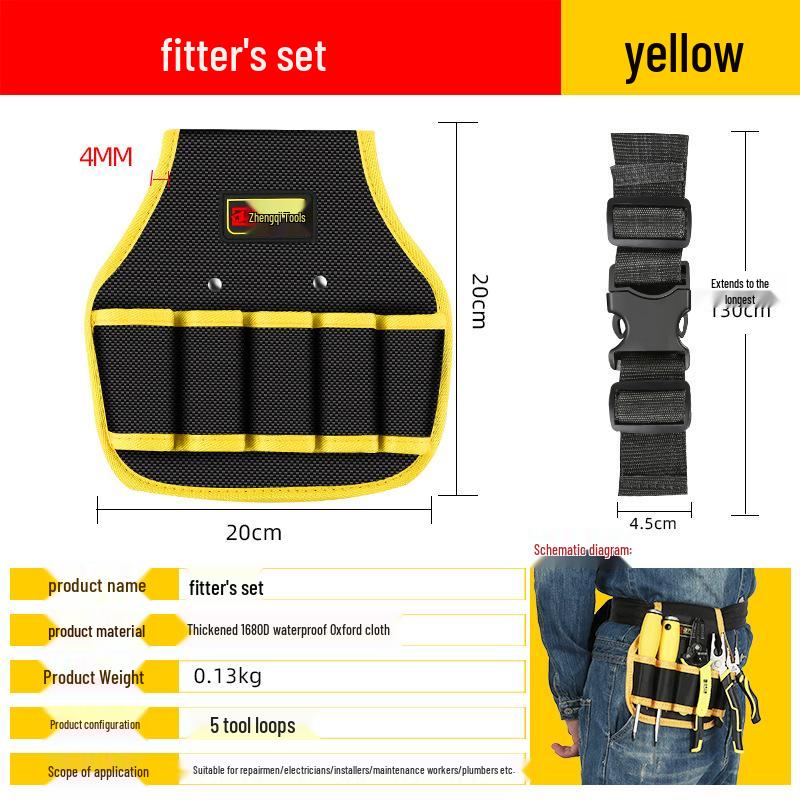 Portable Electrician Tool Belt: Sturdy, Multifunctional Waist Pouch for Construction Site Storage
