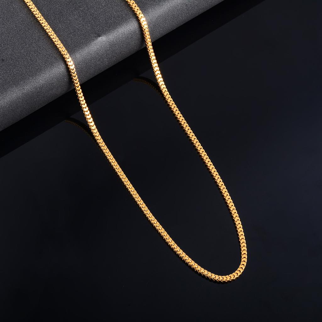 Herren Quadratische Kastenkette Edelstahl Lange Halskette für Frauen Damen Gold/Kupferfarben Choker am Hals Schmuckzubehör