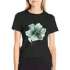 Europäische Größe Damen Freizeit Sommer T-Shirt mit Elegantem Blau-Goldenen Blumenmuster - Kurzarm, Rundhalsausschnitt, Leichte Polyester-Mischung