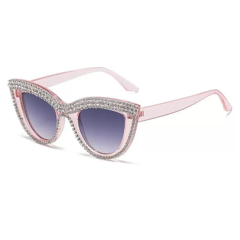 Vintage Diamond Cat Eye Triangle Sunglasses Women Rhinestone Decoration Eyewear Streetwear Rave Party Costume Sun Glasses