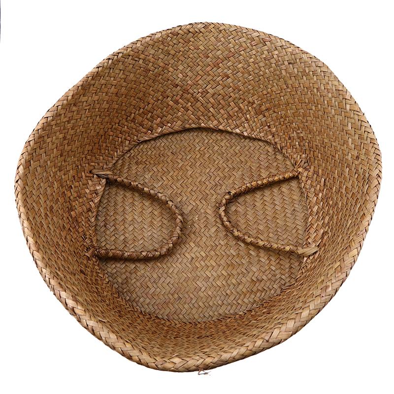 Storage Basket Rattan Straw Basket Flower Baskets Garden Planter Flower Pot Wicker Folding Flower Pot Seagrasss