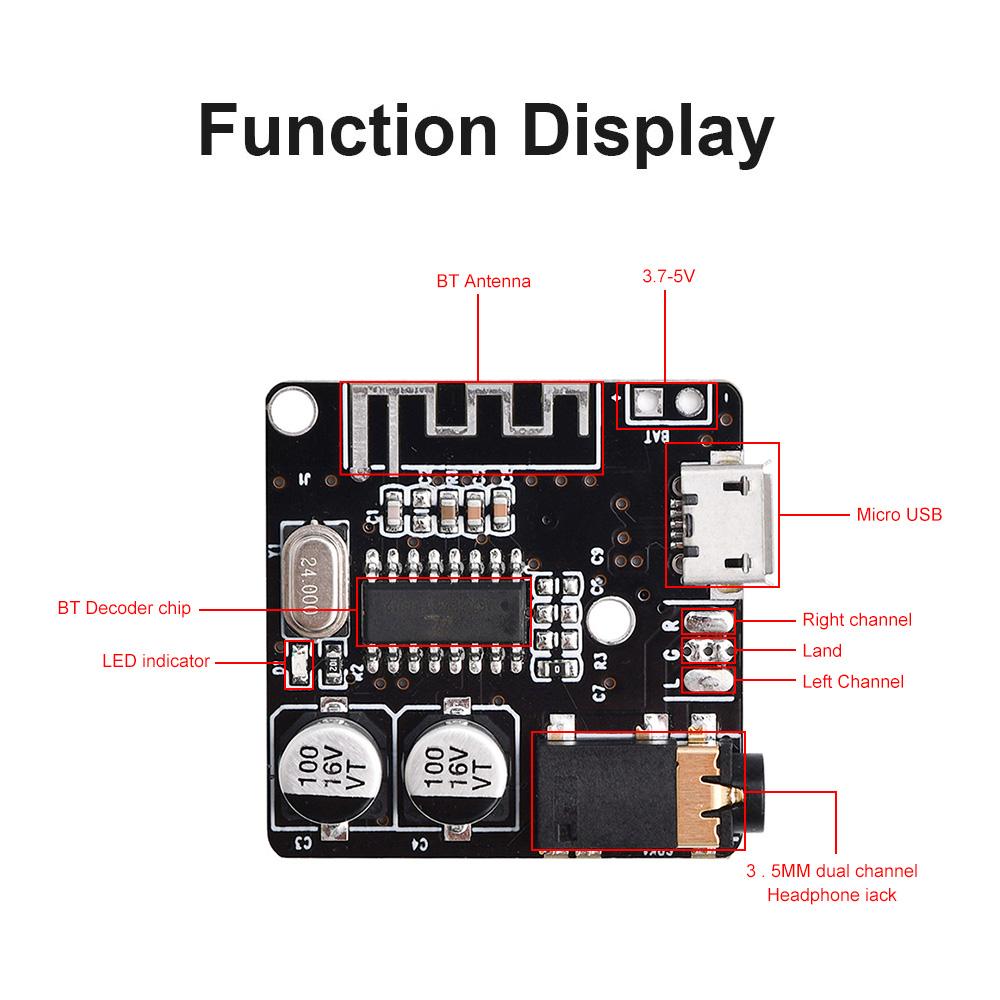 

Аудіоприймач Bluetooth Type-C/USB VHM-314 5.0 MP3 Без втрат Декодер Бездротовий Стерео Музика Модуль SOP16