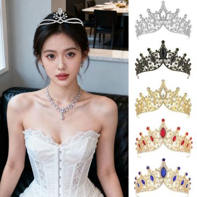Alloy Crystal Tiara Baroque Bridal Headband Vintage Queen Princess Crown  Birthday Gift