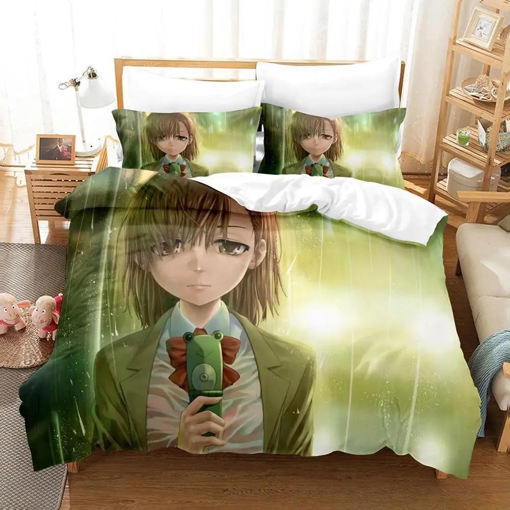Comforter Anime Misaka Mikoto A Certain Scientific Railgun Bedding Set Cartoon Anime Three-Piece Set Adult Kid Bedroom S