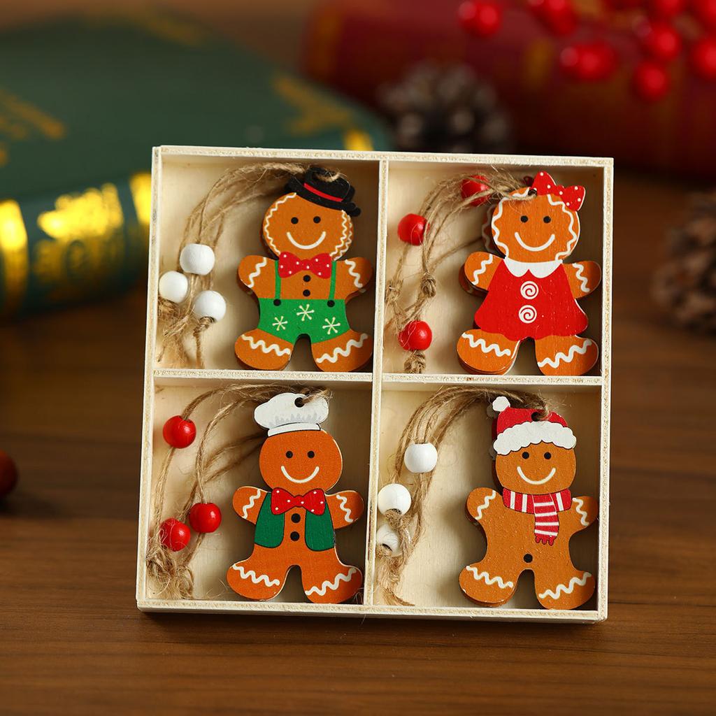 12 Pieces of Faceless Old Man Christmas Wooden Pendant Box Set Christmas Tree Small Pendant Christmas Set
