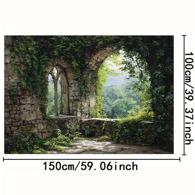 2D Überwucherte Efeu-Burg Kulisse Rustikaler Naturfotografie Hintergrund