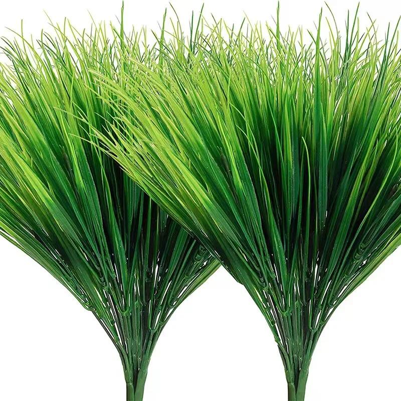 10pcs 7 Forks/Bundle Artificial Plants Green Grass Plastic Flowers Wedding Living Room Christmas Home Decoration Accessories