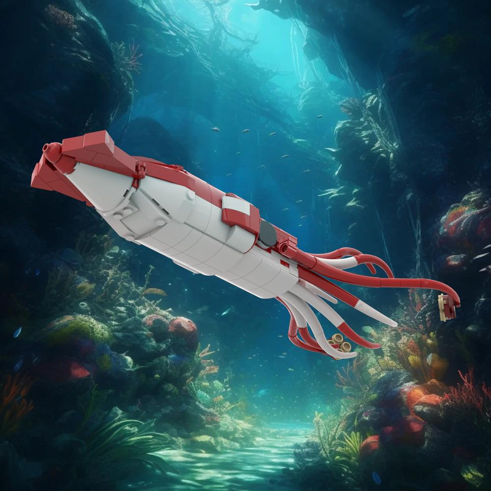 MOC Beliebte Spiele Subnautica Riesenkalmar Bausteine Modell Tiefsee Architeuthis dux Steine Montage Spielzeug Kindergeburtstagsgeschenk