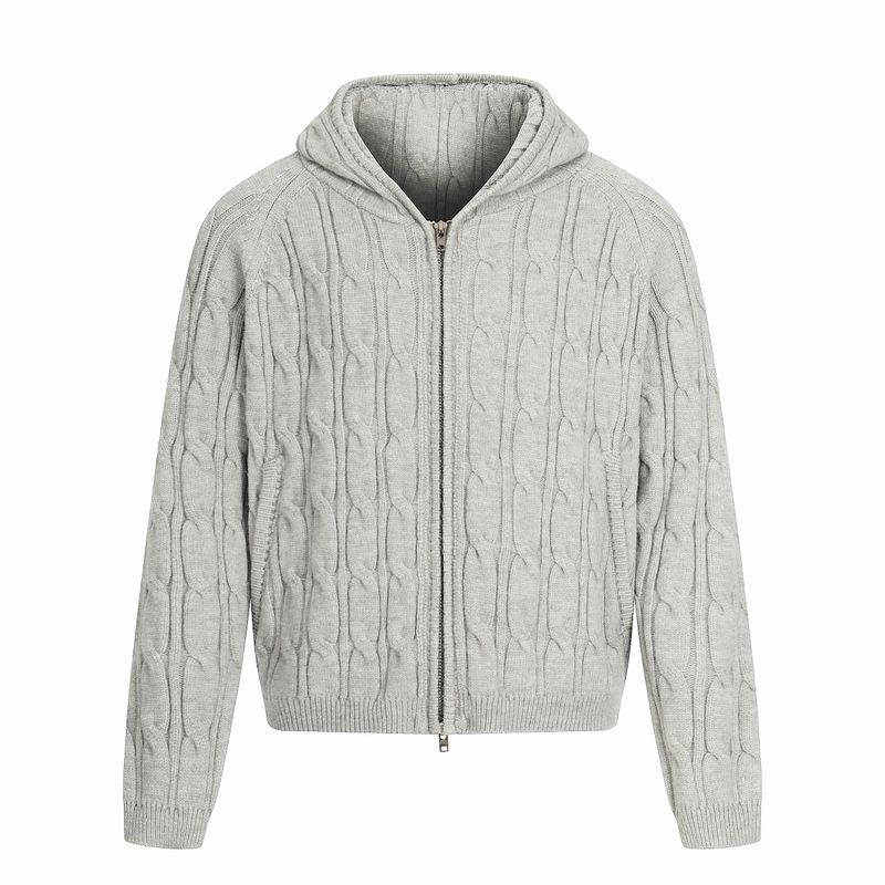 Kisko American Retro Three-Dimensional Twisted Pattern Heavyweight Thick Sweater for Men and Women, High-End Commuter Casual Hooded Jacket