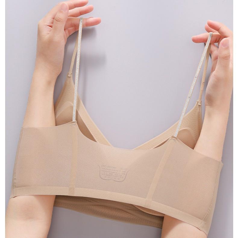 New liquid foundation seamless thin shoulder strap underwear women's small breasts gather invisible skin tone vest type beautiful back bra women