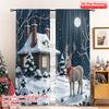 2pcs 2D Flat Printing Merry Christmas Popular Curtains Winter Deer House Snow 100% Polyester Without Electricity Party