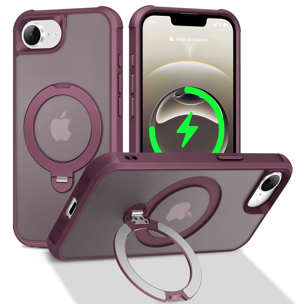 For iPhone 16e Case Compatible with MagSafe Rotatable Kickstand TPU+PC Shockproof Phone Cover