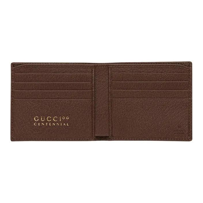Gucci Logo Letter Print Leather Wallet for Men In Brown