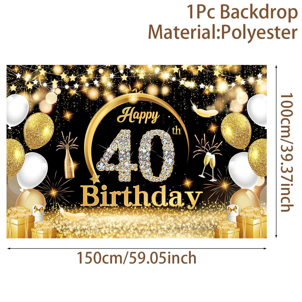 Black Gold Birthday Table Runner 30 50 Birthday Tablecloth Balloon Party Decoration For Home Backdrop Wedding Adult Anniversary