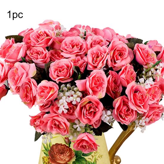 1Kytice/12Hlav Romantické Umělé Květiny Růže Výzdoba pokoje Svatební Party