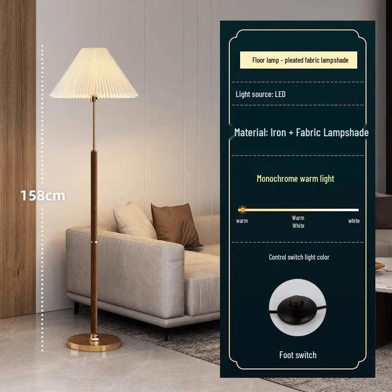 Nordic Retro Pleated Floor Lamp – Minimalist Living Room & Bedroom Decor, Warm Atmosphere Standing Light