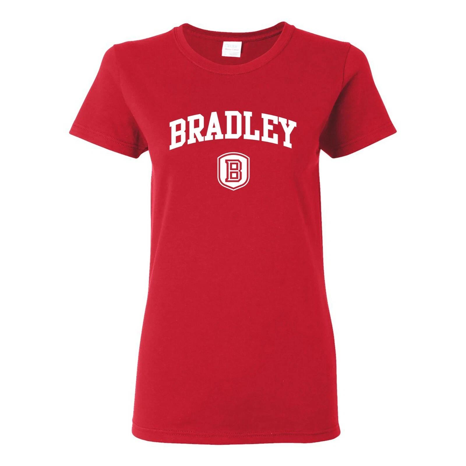 Bradley University Braves Arch Logo Womens T-Shirt - Red 3XL