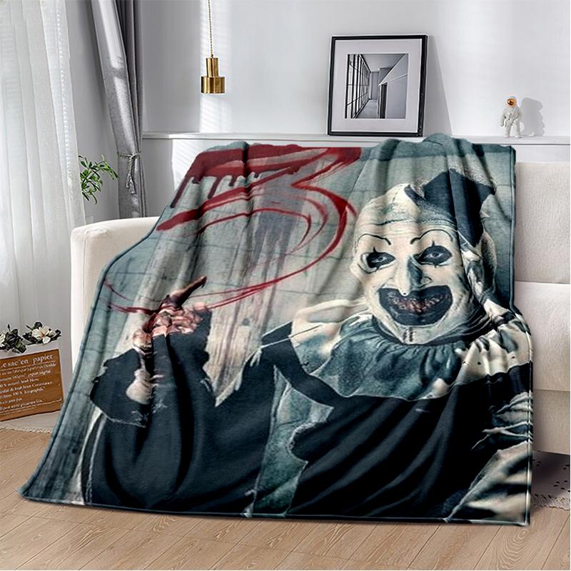 2026 New Style Terrifier 3 Horror Clown Movie Cartoon Soft Blankets,Throw Blanket Comfortable Blanket for Picnic Beds Sofa Home