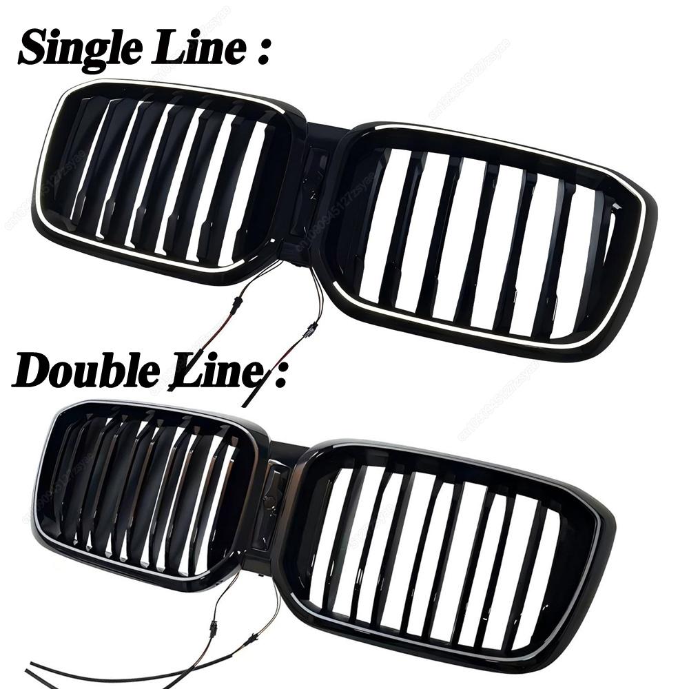 Car Front Bumper Kidney Grill Grilles With LED Lights For BMW X3 X4 G01 G02 2022 2023 2024 LCI ABS Gloss Black Bodykits Tuning