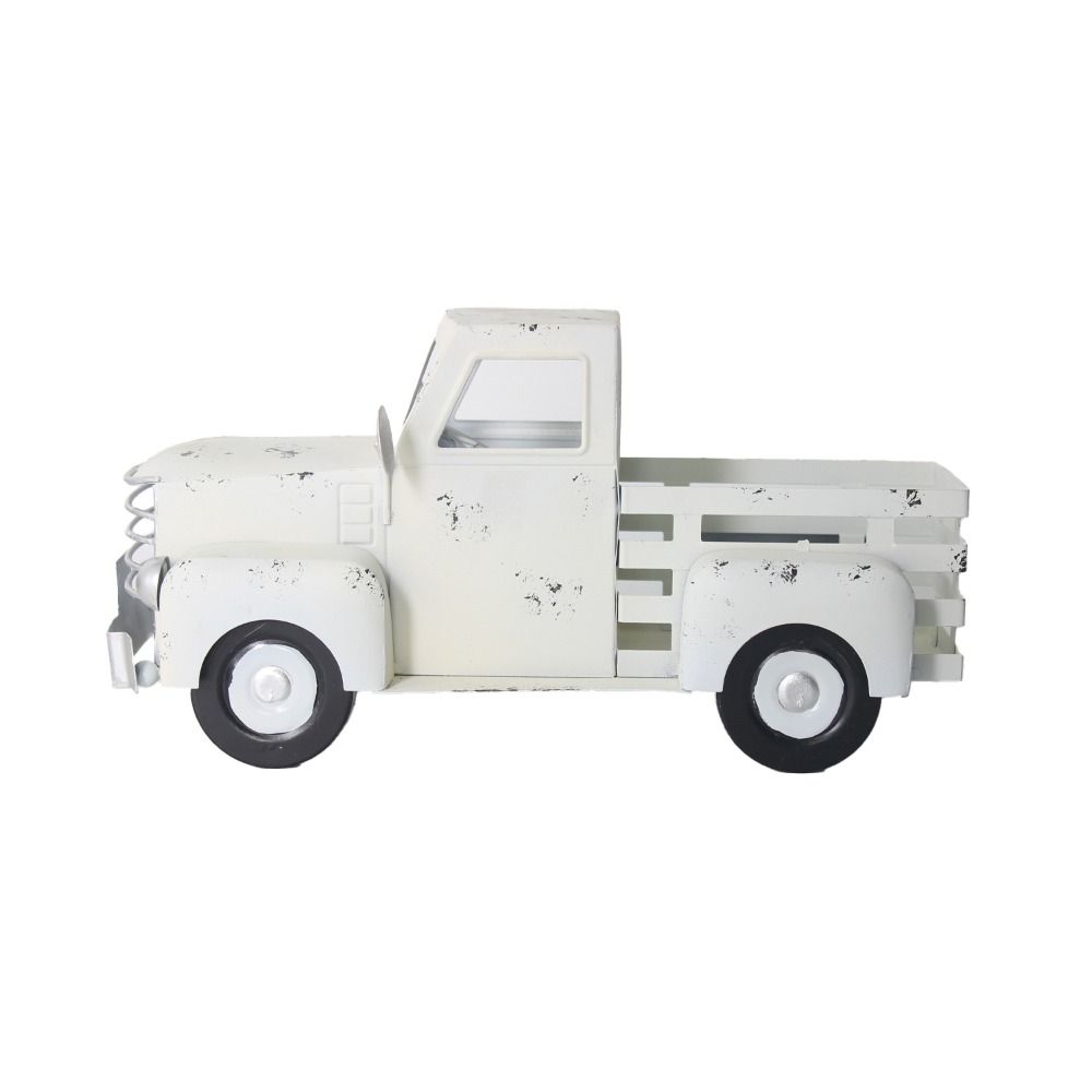 Large Size Christmas Truck Ornament Handmade Snow Truck Figurine Metal Craft Ornament Xmas Tree