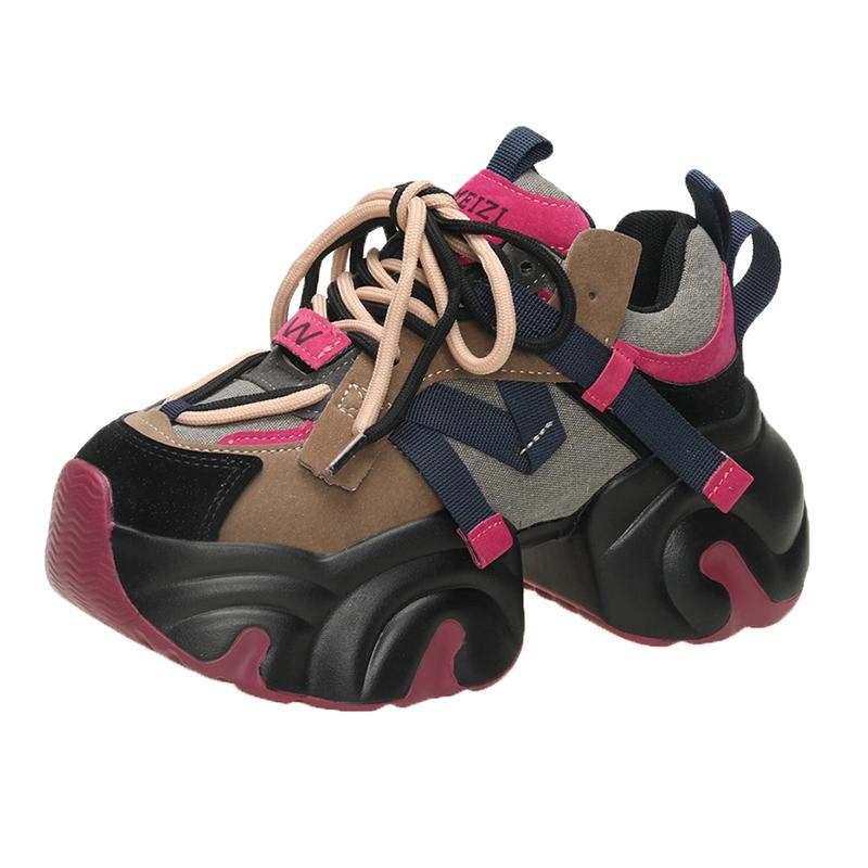 Fashion Women Sneakers Genuine leather Platform Sneakers Women Casual Shoes Chunky Sneaker 7.5CM Increase Designer Thick Sole Dad Shoes