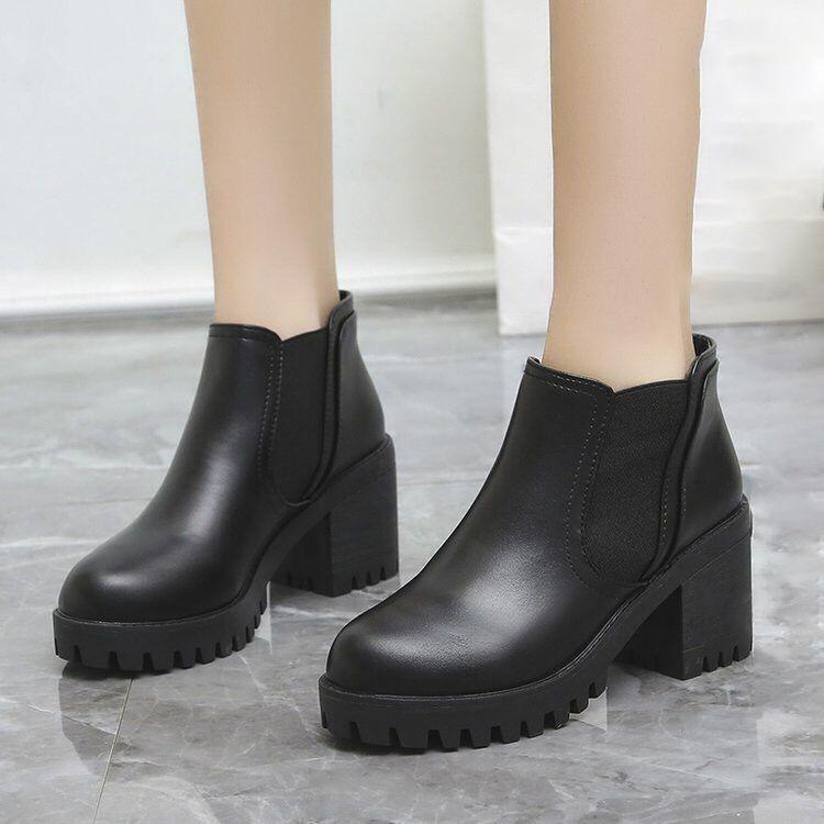 Fashion versatile and comfortable Martin boots women's 2025 autumn and winter new British style thick-soled high-heeled thin thick-heeled women's boot