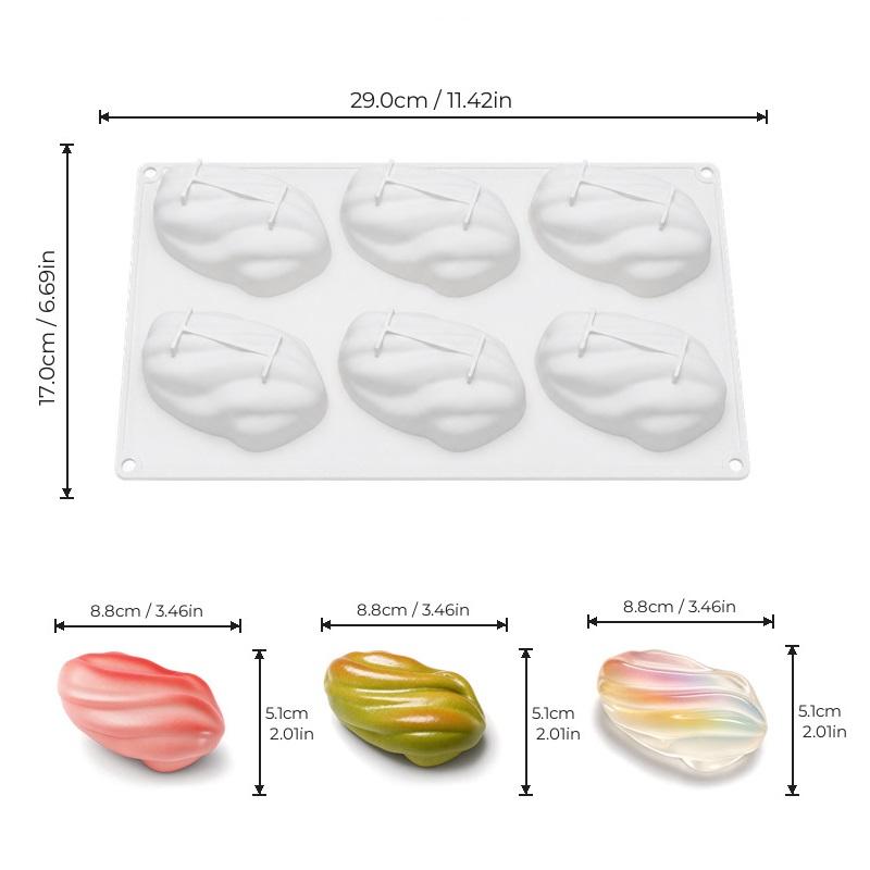 4 6 12-Cell Pistachios Design Silicone Chocolate Mold Food Grade Mousse Cake Mould Kitchen Bakeware Party Dessert Baking Tools