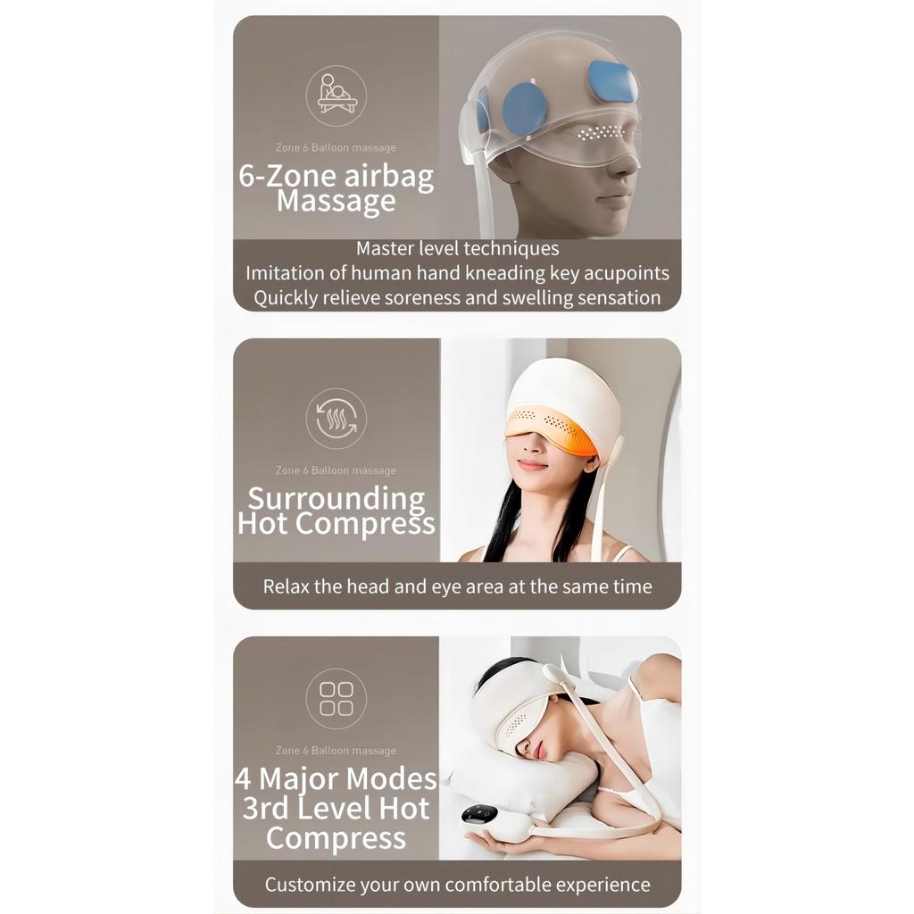 Air Pressure Head Massager Electric Head Eye Massager Graphene Heating Eye Hot Compress For Relax Improve Sleep Stress Relief