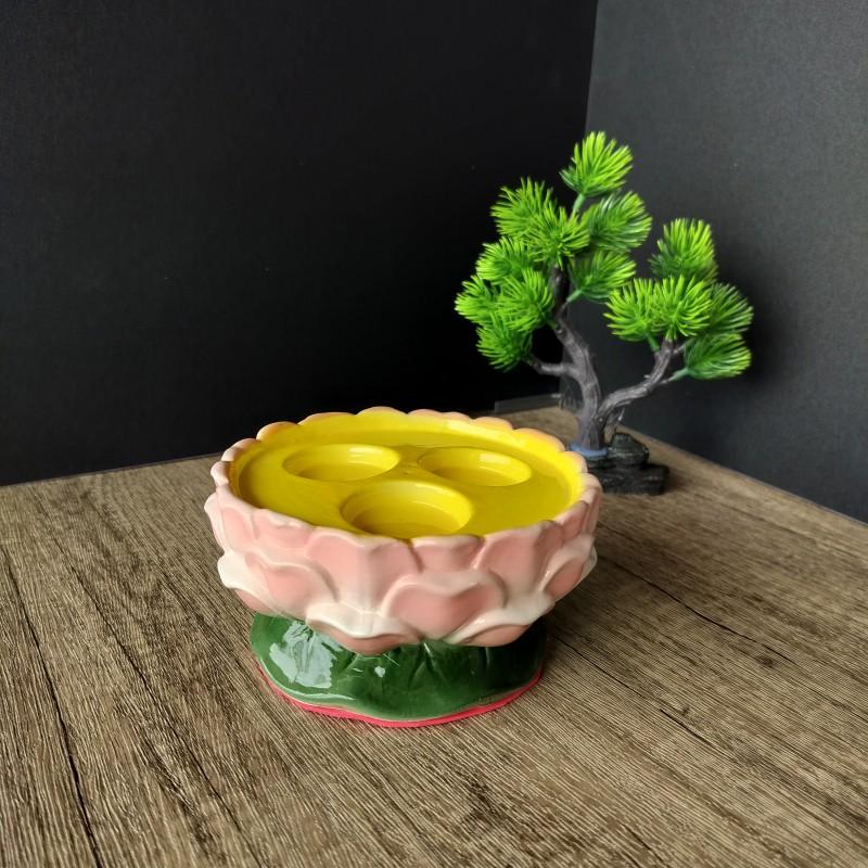1PCS Ceramic Lotus Samsung Lamp Holder Household Candle Holder Lamp Disc Three Hole Lamp Holder
